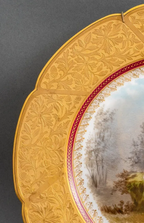 Set of 2 Elegant Jules Etienne French Porcelain Plates - Exquisite Design and Timeless Style