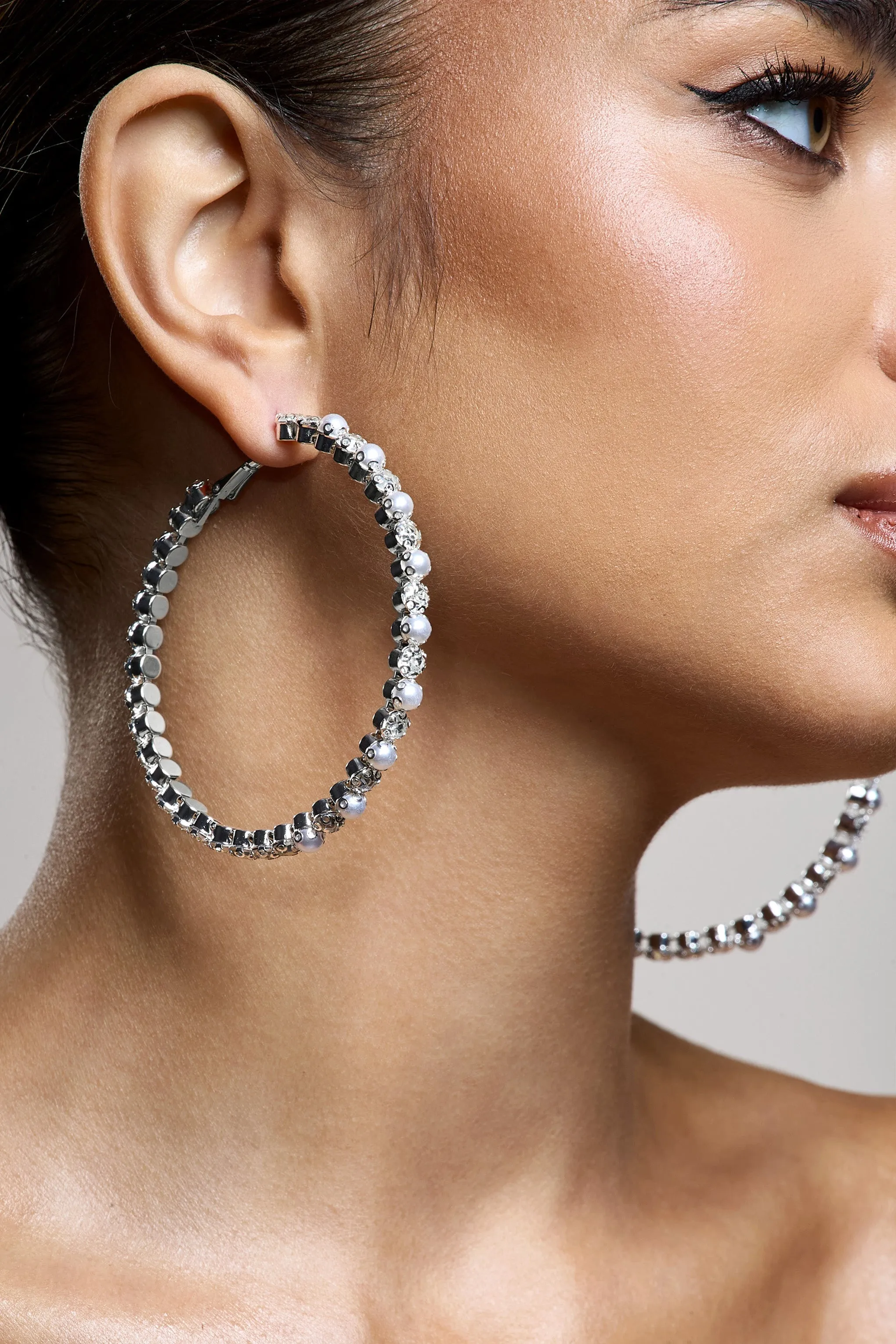 Kassandra | Silver Diamante Hoop Earrings