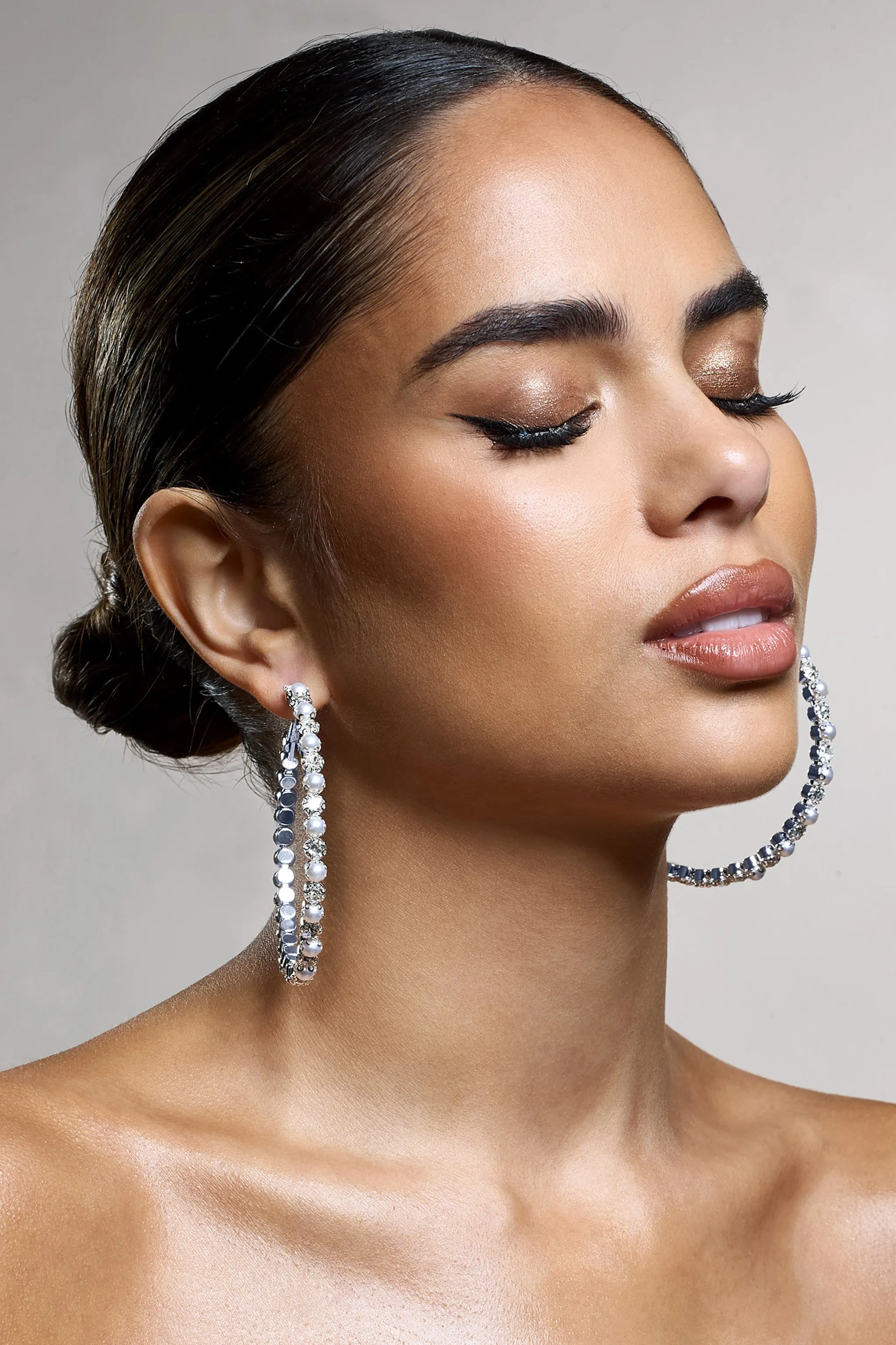 Kassandra | Silver Diamante Hoop Earrings