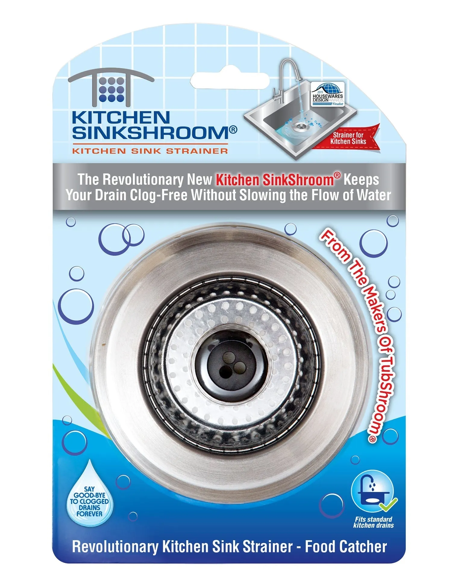 Kitchen SinkShroom (Stainless) Strainer With Built-In Anti-Clog Tech