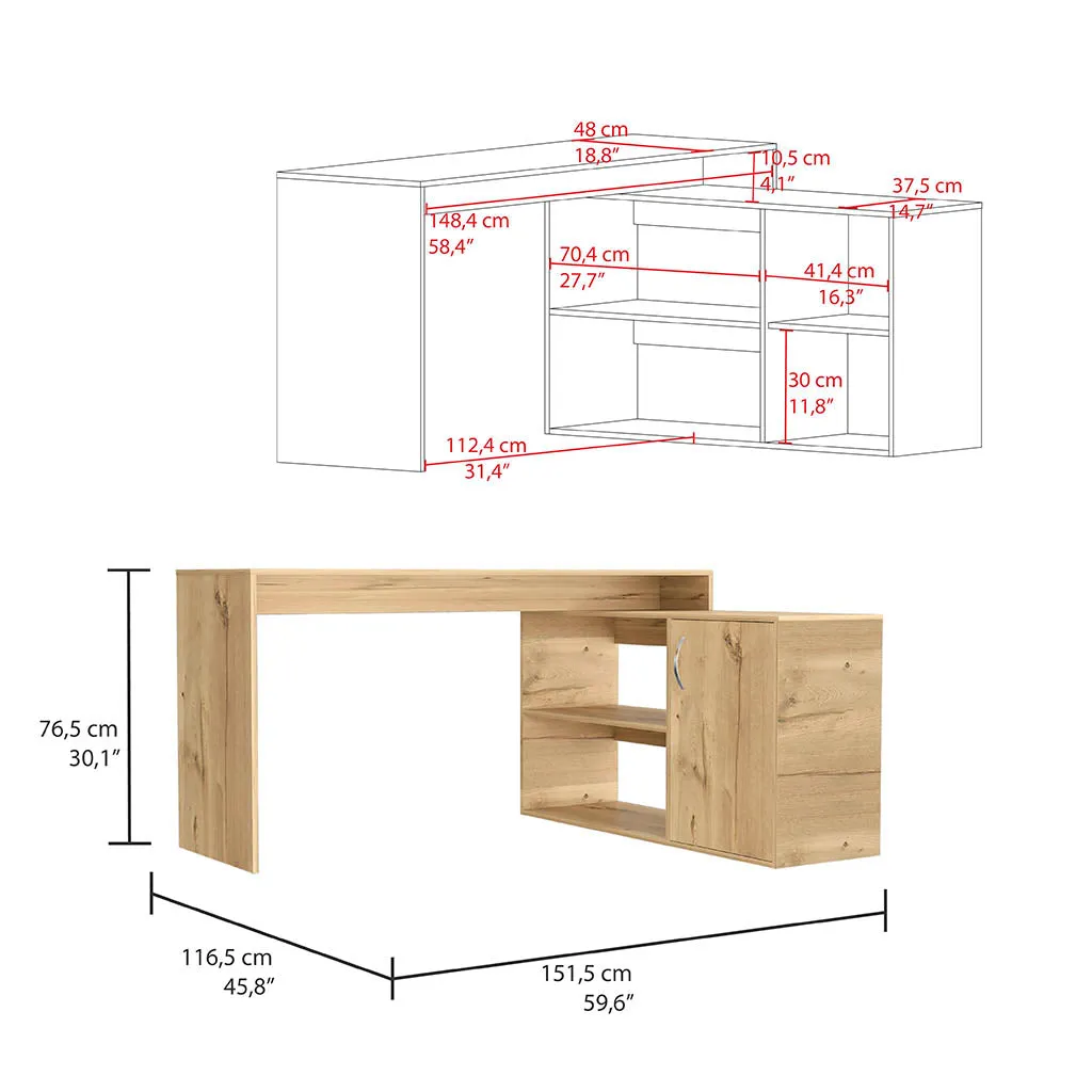 L-Shaped Desk Desti Light Oak