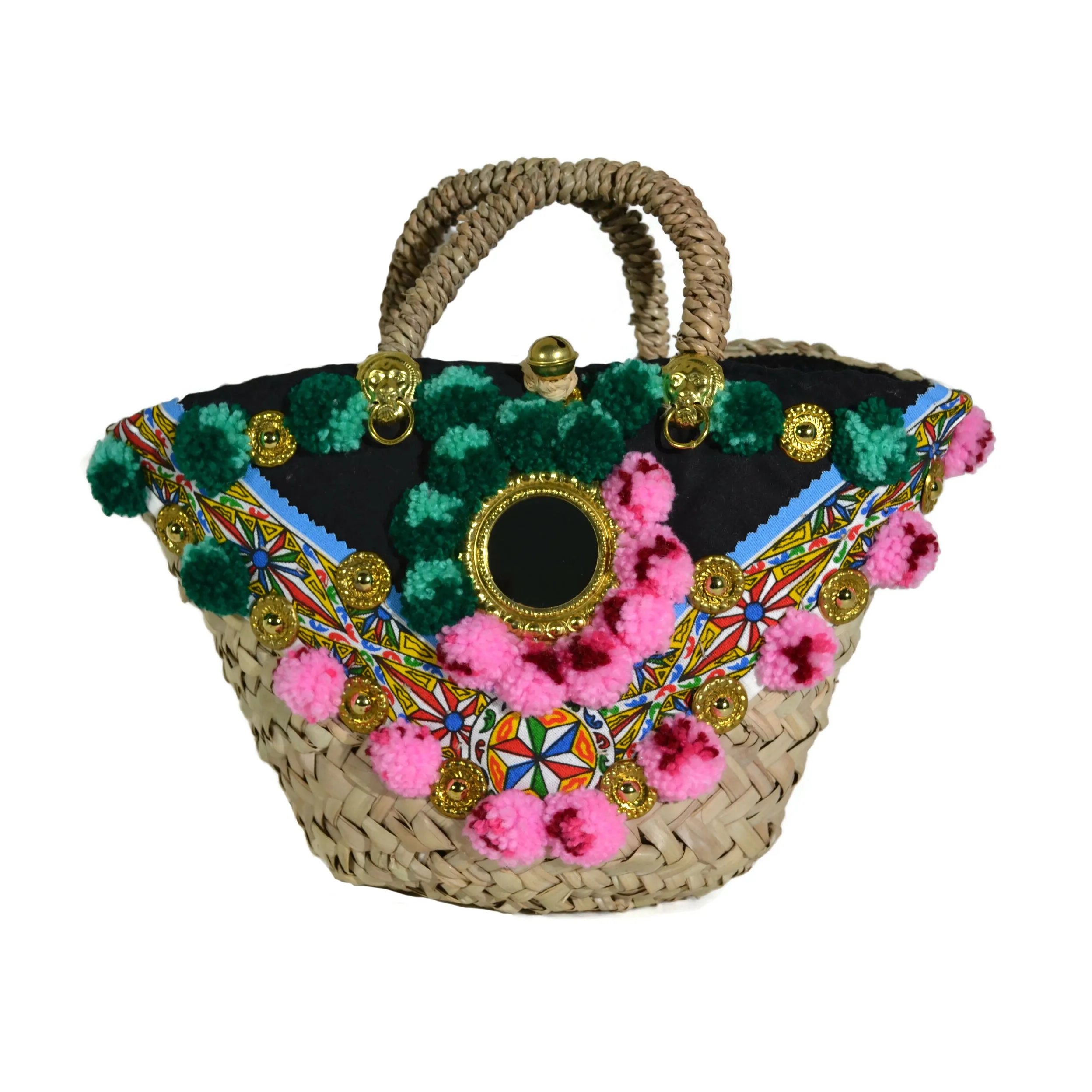 La Siciliana Bag - Coffa Paglia - Green and Pink