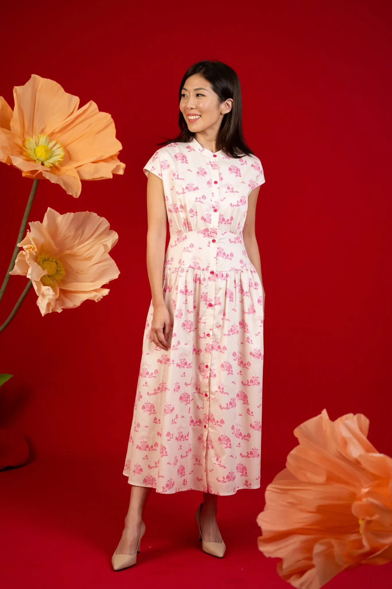 Ladies Cara Dress - Pink Garden