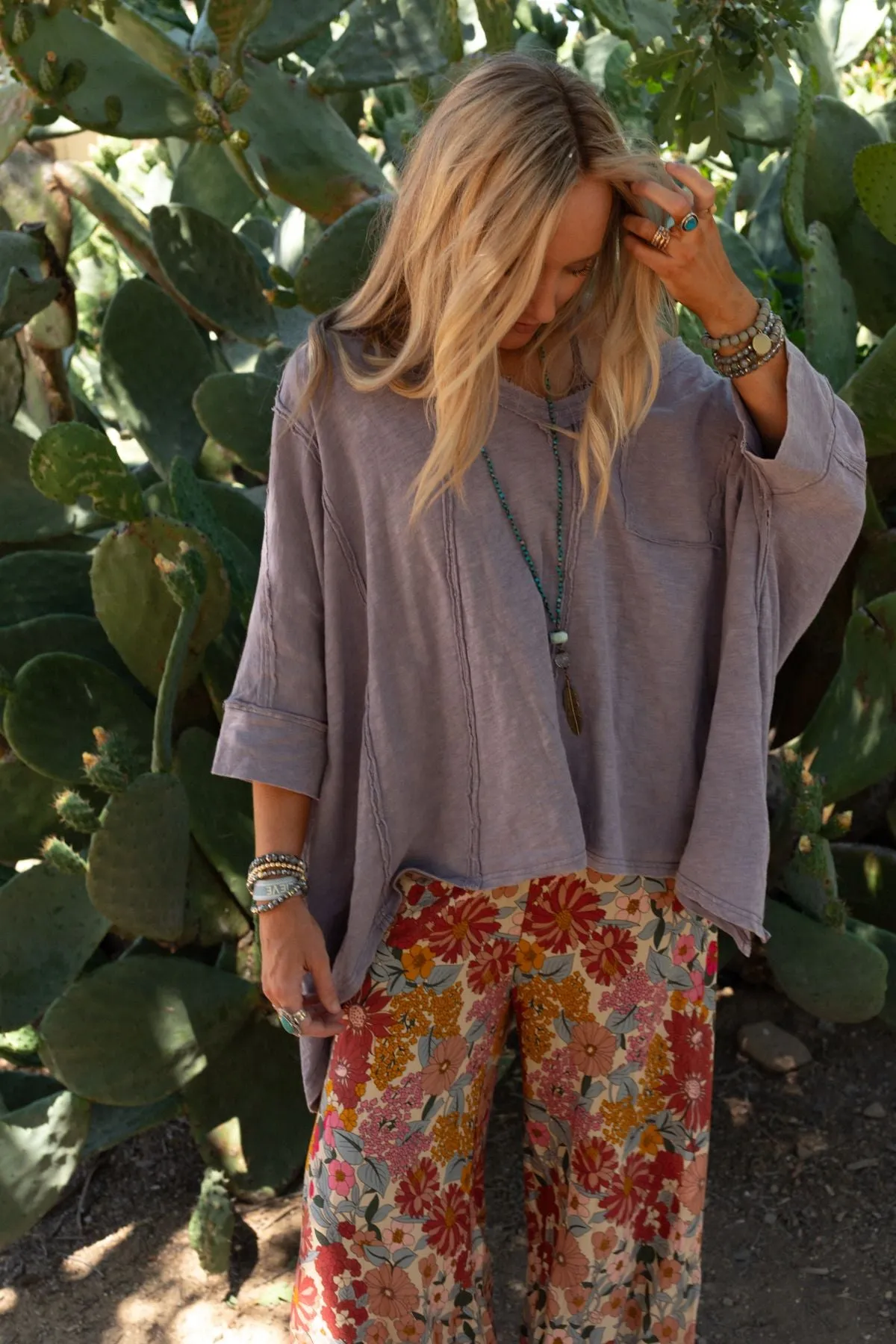 Landon Oversized Top - Lavender