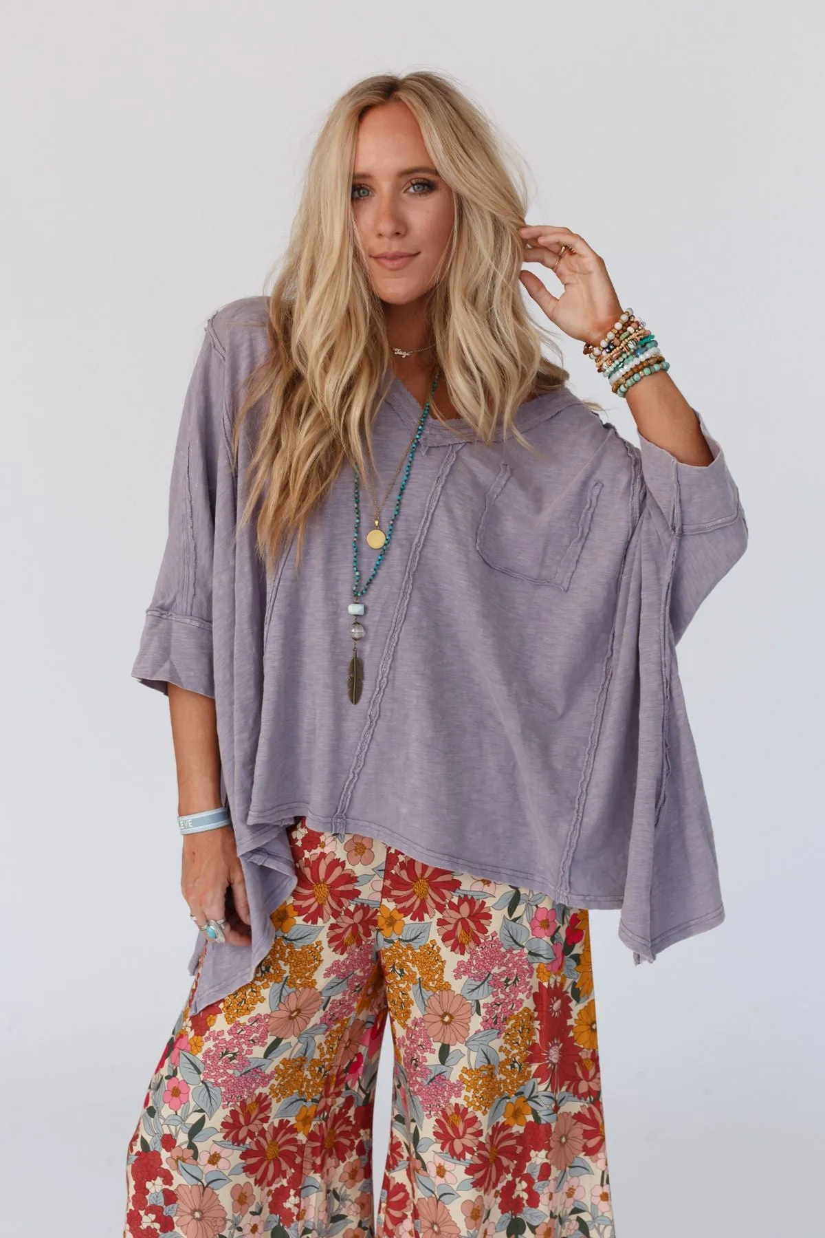 Landon Oversized Top - Lavender