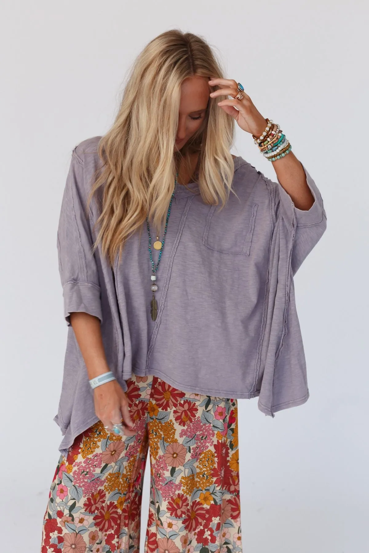 Landon Oversized Top - Lavender