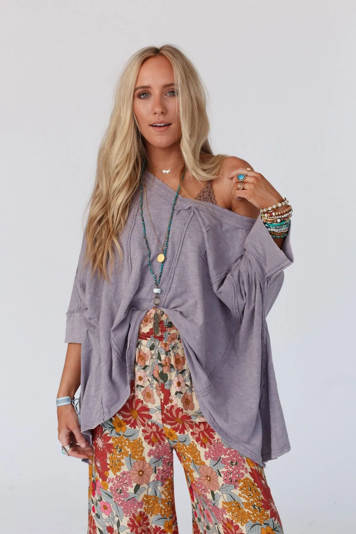 Landon Oversized Top - Lavender