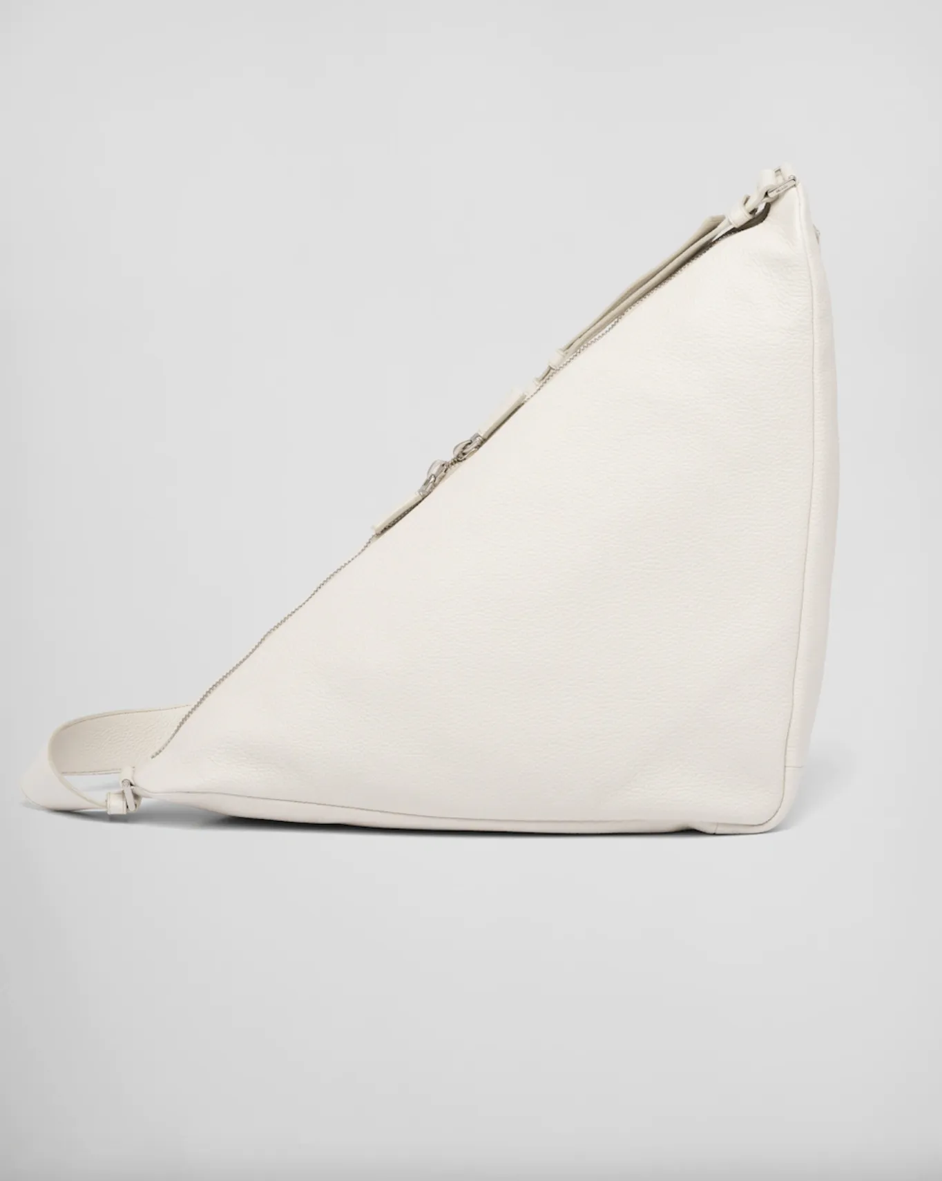 LEATHER TRIANGLE SHOULDER BAG LARGE - CHALK WHITE