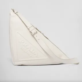 LEATHER TRIANGLE SHOULDER BAG LARGE - CHALK WHITE