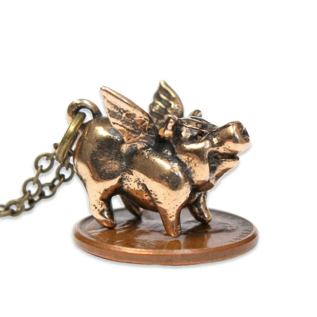 Lucky Flying Pig Pendant Necklace