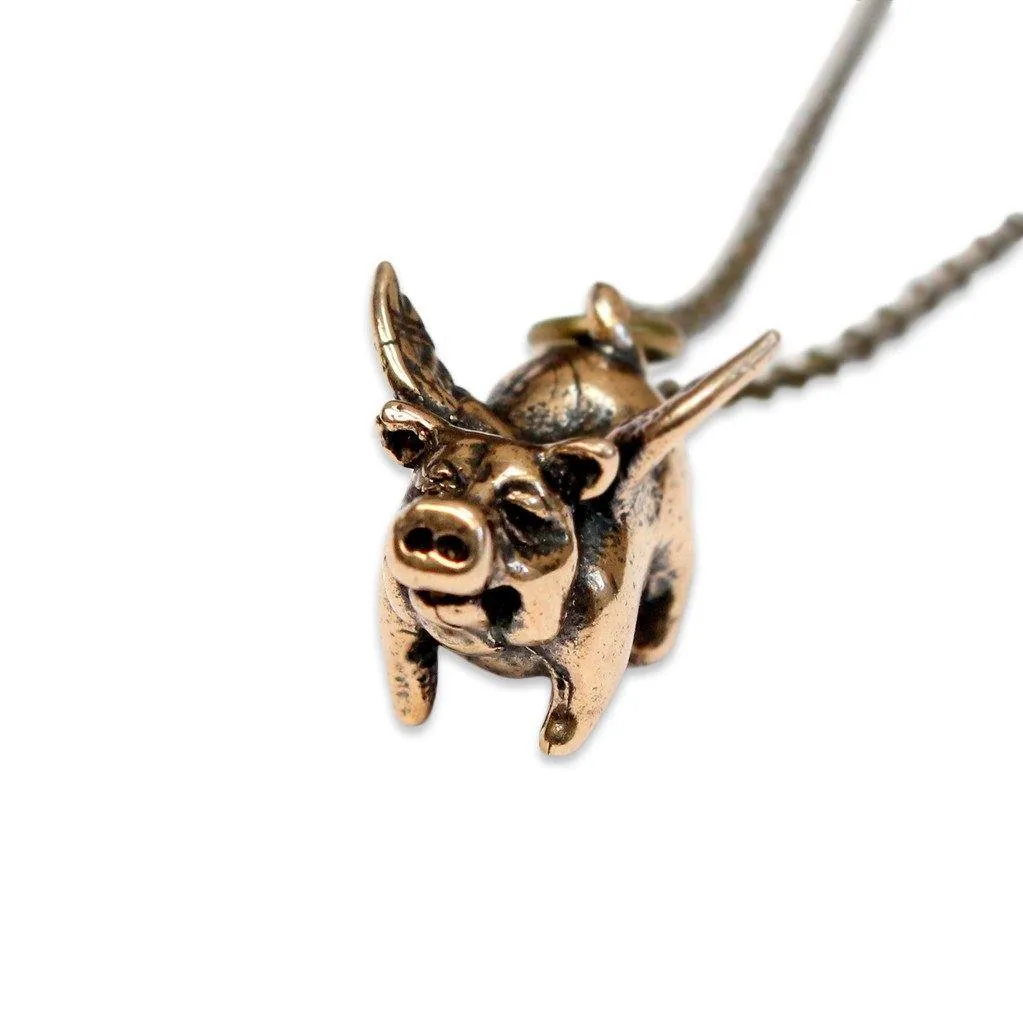 Lucky Flying Pig Pendant Necklace