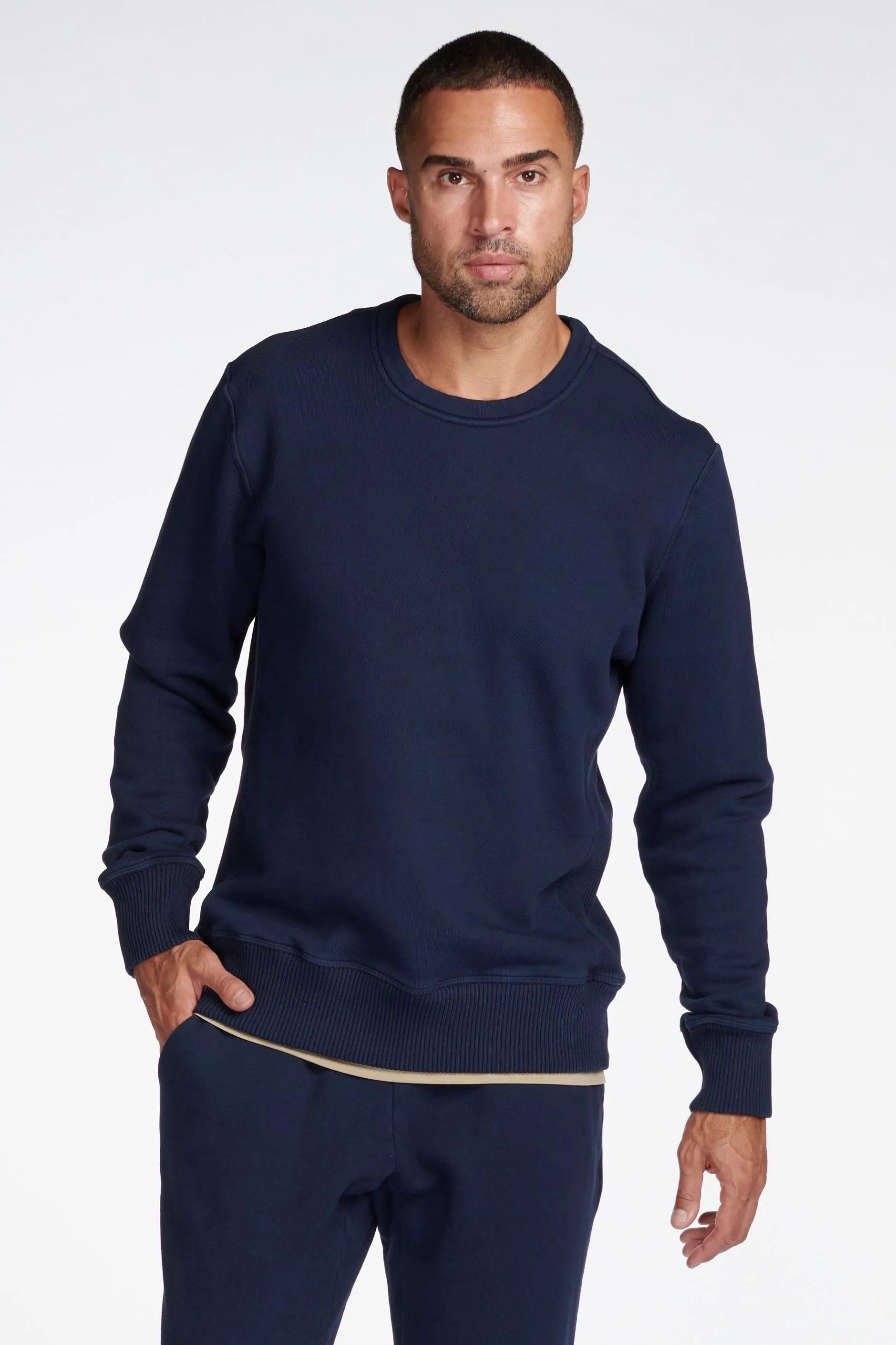 Men's Briggs Velour Back French Terry Crew Neck Sweatshirt