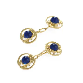 Mid-Century Cabochon Sapphire Cuff Links