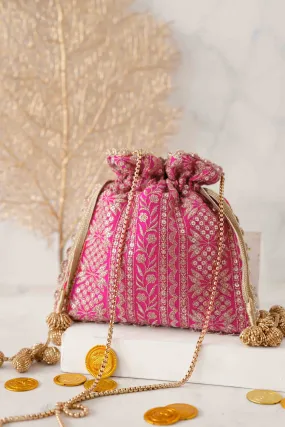 Mirai embroidered potli - Pink