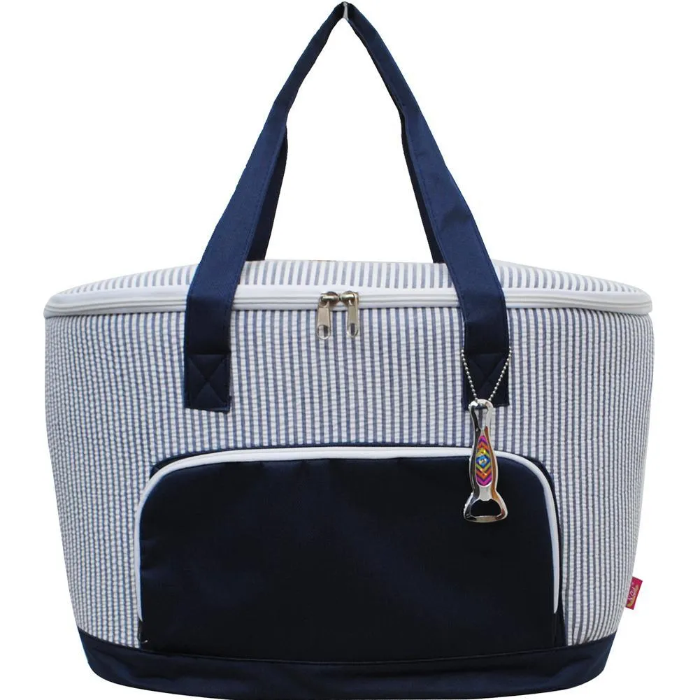 Navy Seersucker NGIL Cooler Bag