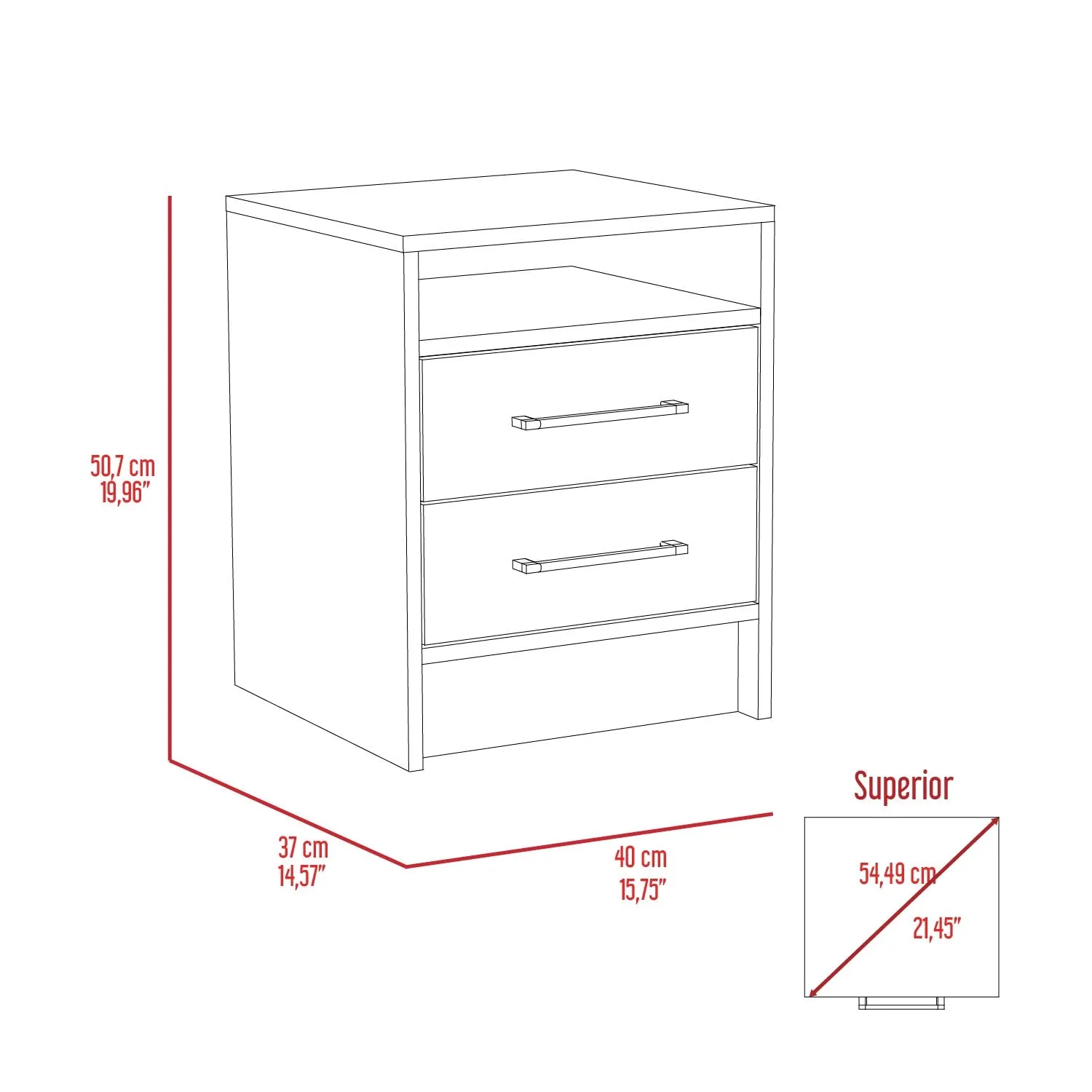 Nightstand Cartiz Two Drawers Light Oak