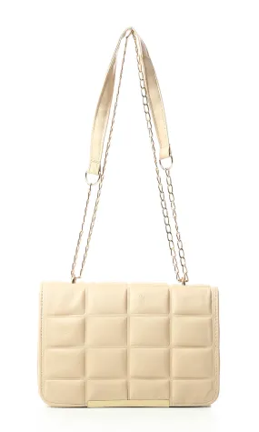 O181972 Blocks Cross-Body Bag With Chain Handle - Beige