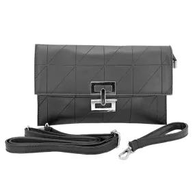 Pattern Detailed Rectangle Wristlet Clutch Crossbody Bag