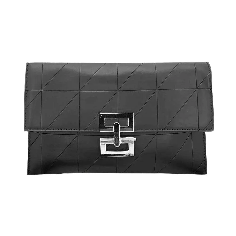 Pattern Detailed Rectangle Wristlet Clutch Crossbody Bag