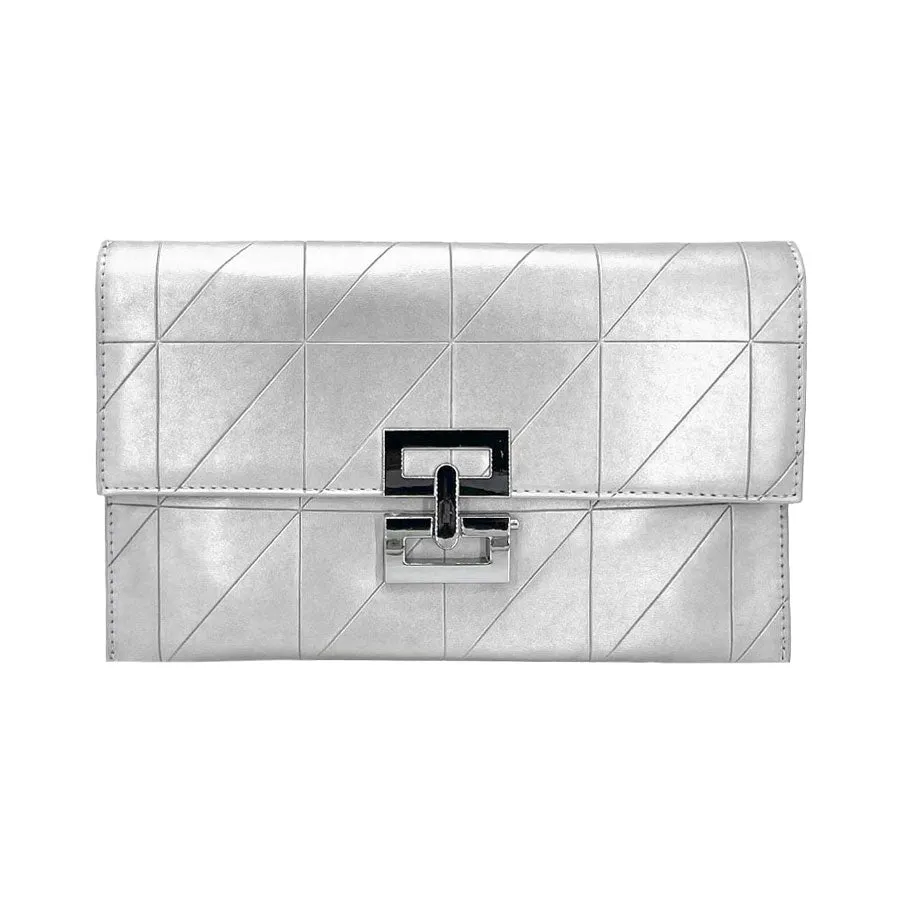 Pattern Detailed Rectangle Wristlet Clutch Crossbody Bag