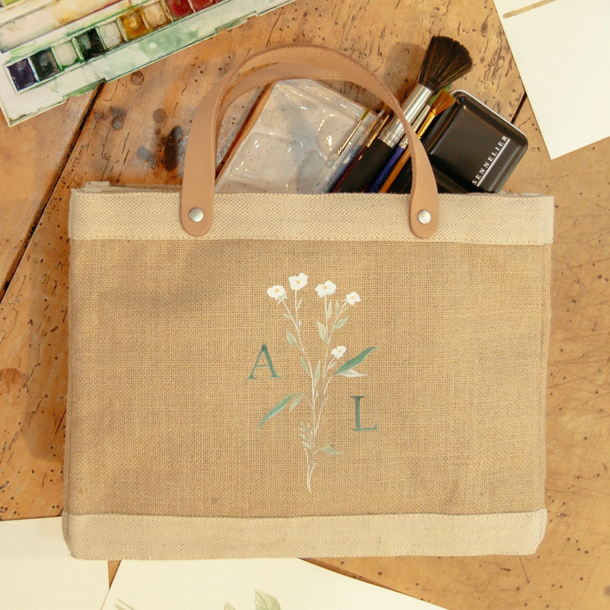 Petite Market Bag in Natural Wildflower by Amy Logsdon