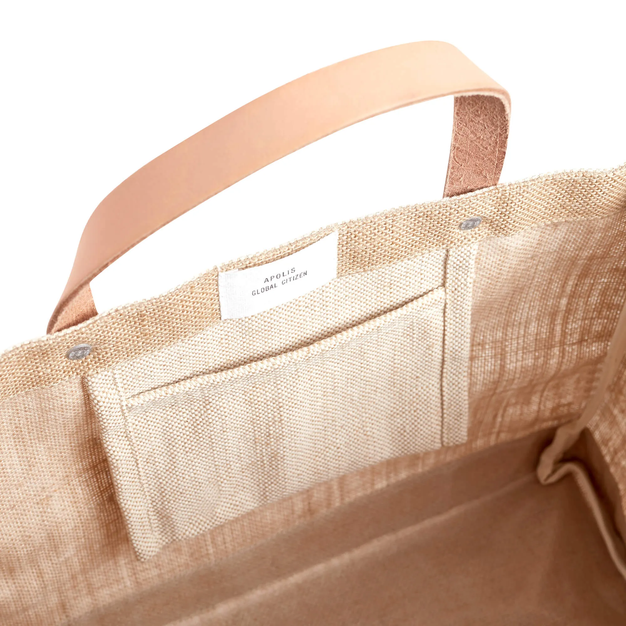 Petite Market Bag in Natural with “GROUND CONTROL”