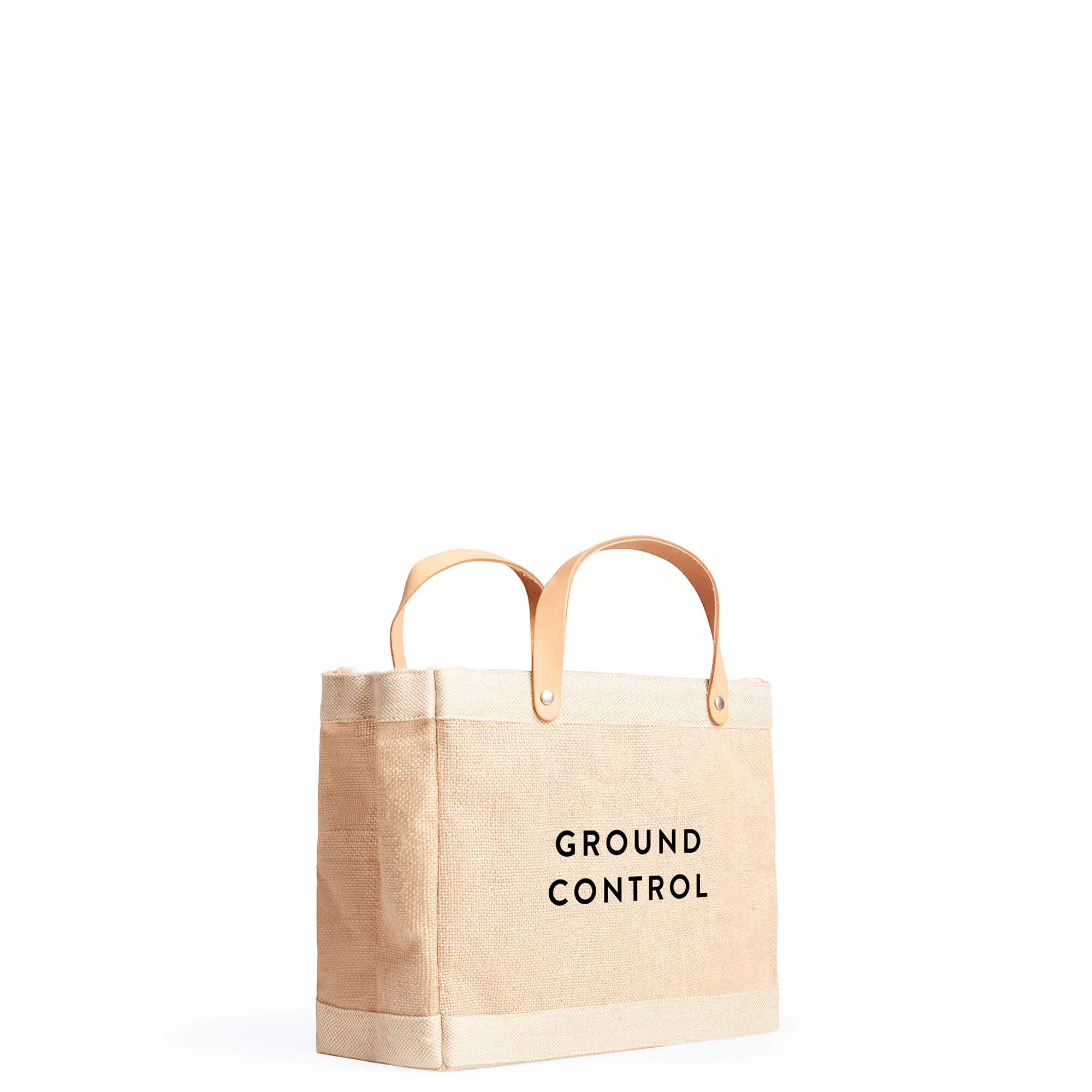 Petite Market Bag in Natural with “GROUND CONTROL”