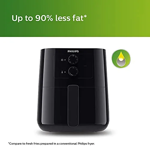 PHILIPS 1400W 4.1 L Air Fryer HD9200/90 Uses Up to 90% Less Fat with Rapid Air Technology (Black, Large)