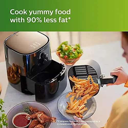 PHILIPS 1400W 4.1 L Air Fryer HD9200/90 Uses Up to 90% Less Fat with Rapid Air Technology (Black, Large)