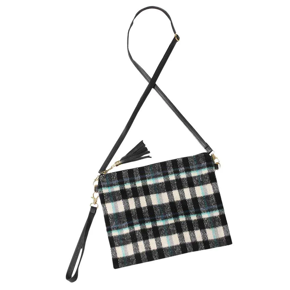 Plaid Check Crossbody Clutch Bag