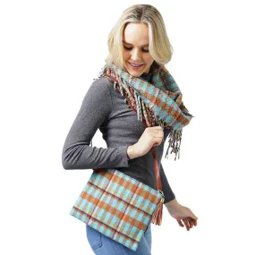 Plaid Check Crossbody Clutch Bag