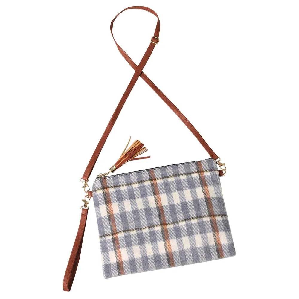 Plaid Check Crossbody Clutch Bag