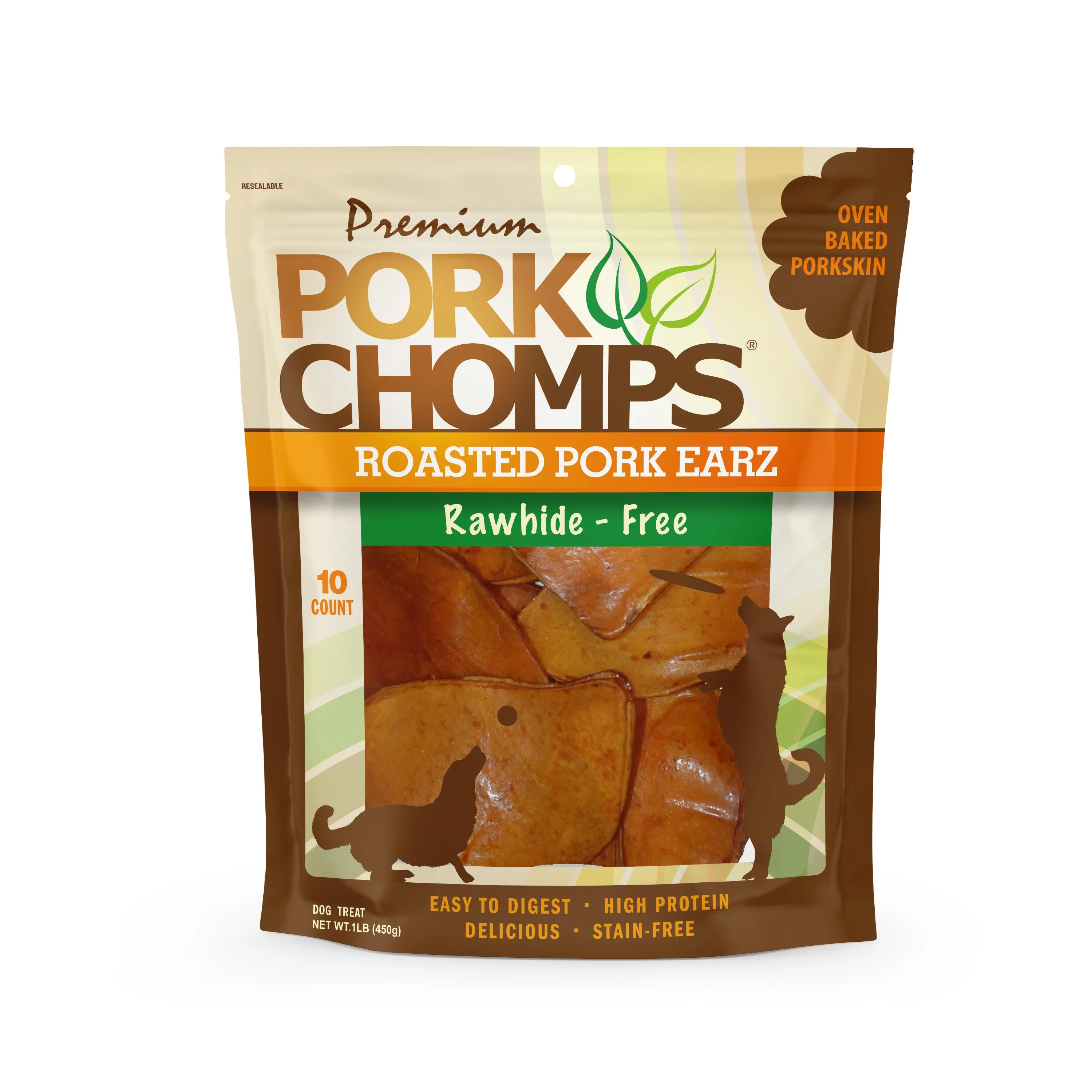 Pork Chomps Roasted Ear-shaped Pork Skin, 10 count Dog Chews