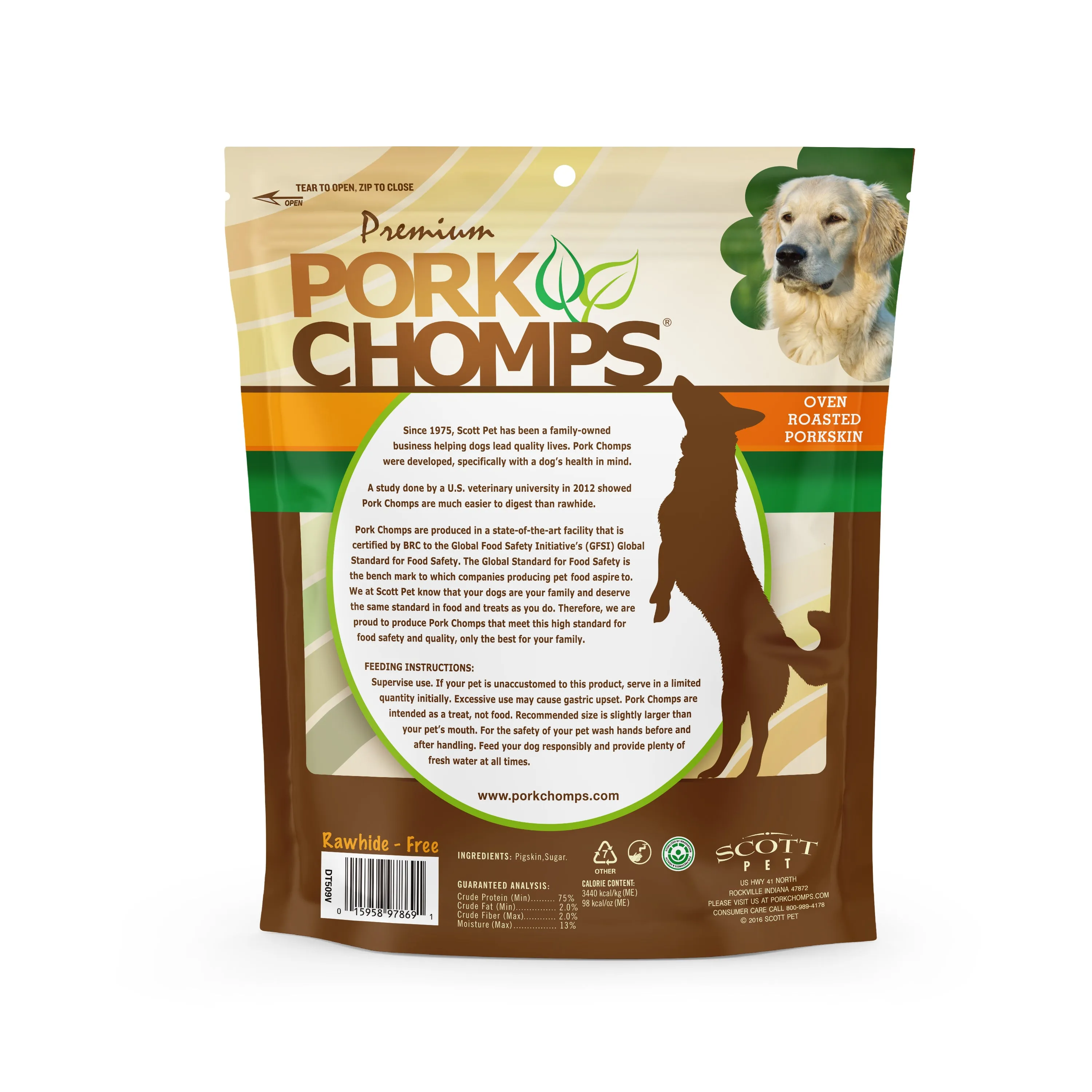 Pork Chomps Roasted Ear-shaped Pork Skin, 10 count Dog Chews