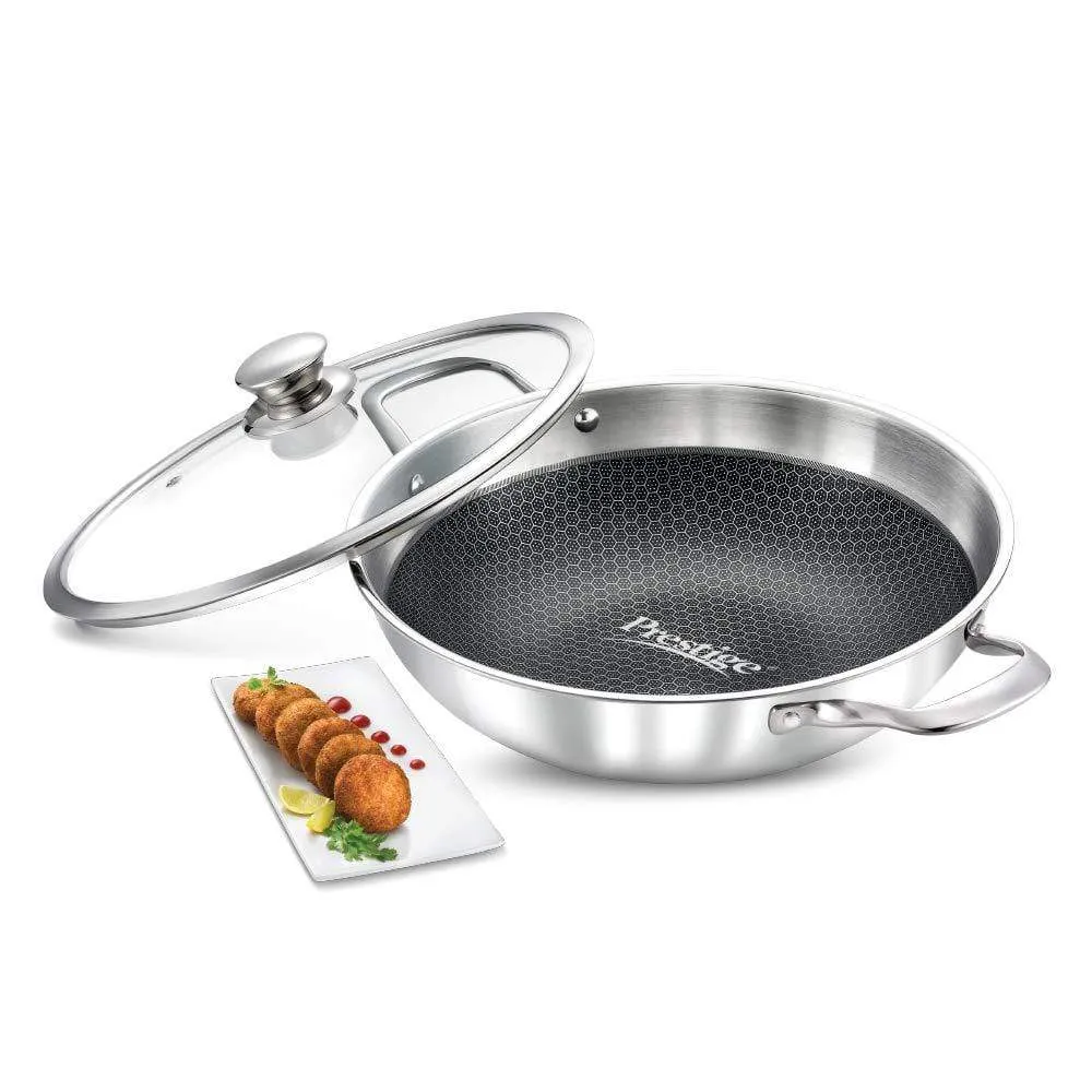 Prestige Tri-Ply Honey Comb Stainless Steel Kadai with Lid