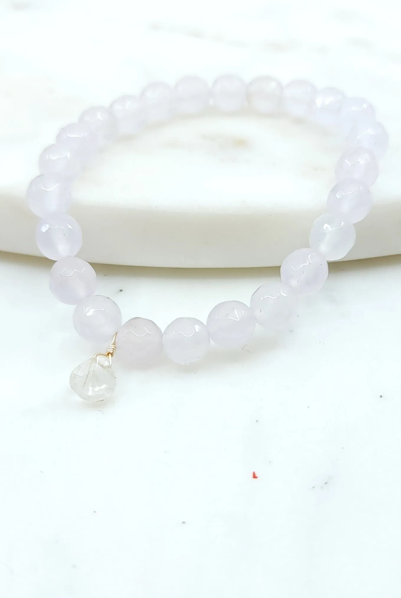 Rose Quartz Bracelet with Golden Rutilated Quartz in Gold