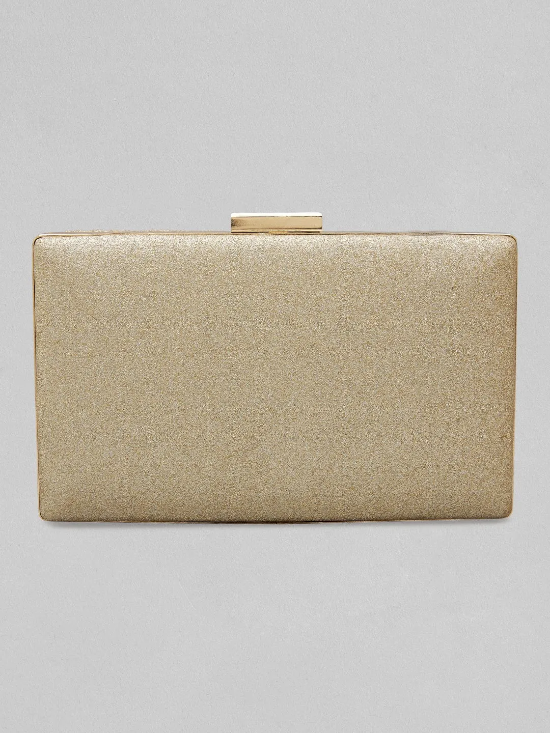 Rubans Golden-Tone Box Clutch Sling Bag Featuring American Diamonds