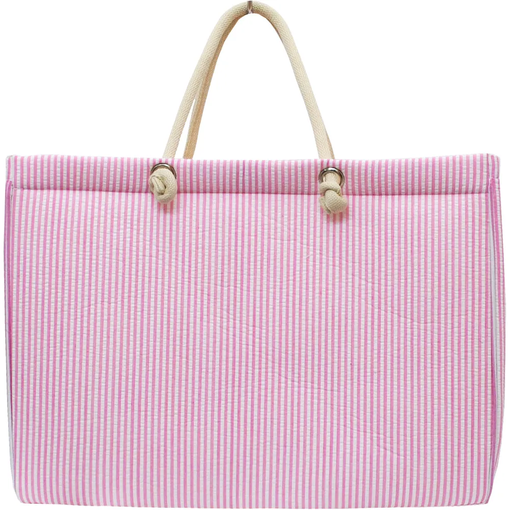 Seersucker Pink NGIL Large Rope Tote Bag