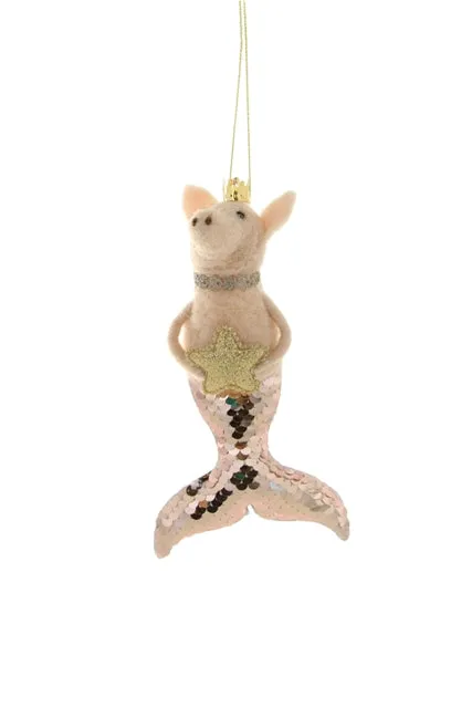  Shimmery Crowned Pig  Ornament