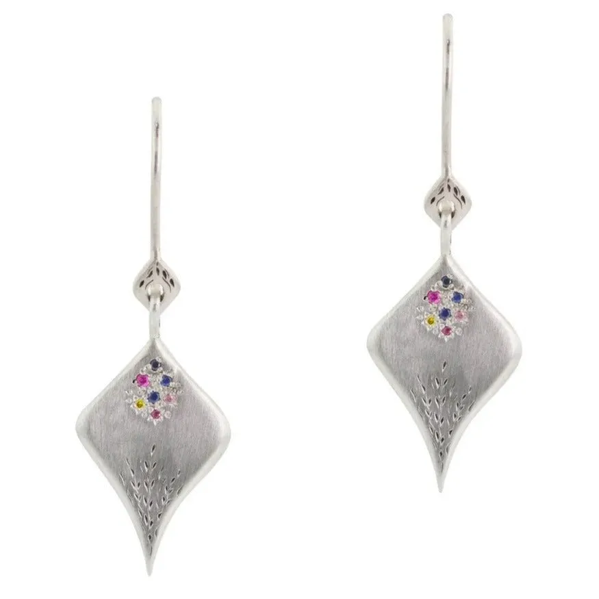 Silver Multi-Colored Sapphire Secret Garden Earrings