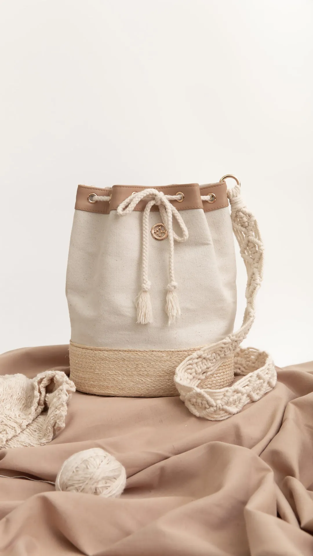 Sisal Macrame Drawstring Bag-TAKTAI