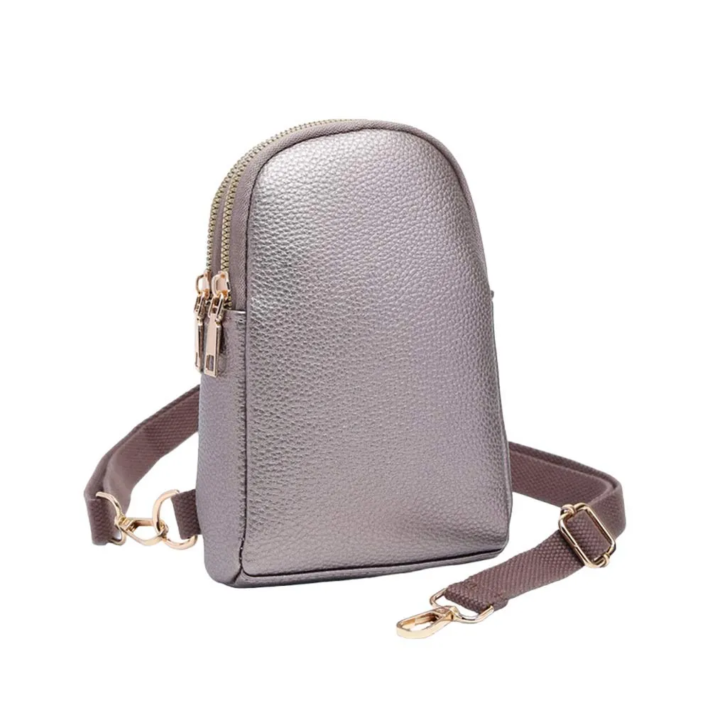 Solid Faux Leather Sling Bag