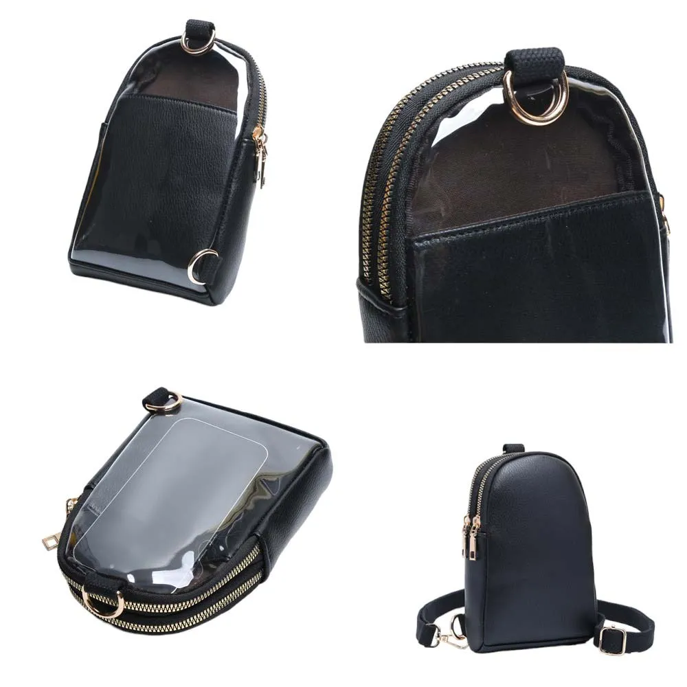 Solid Faux Leather Sling Bag