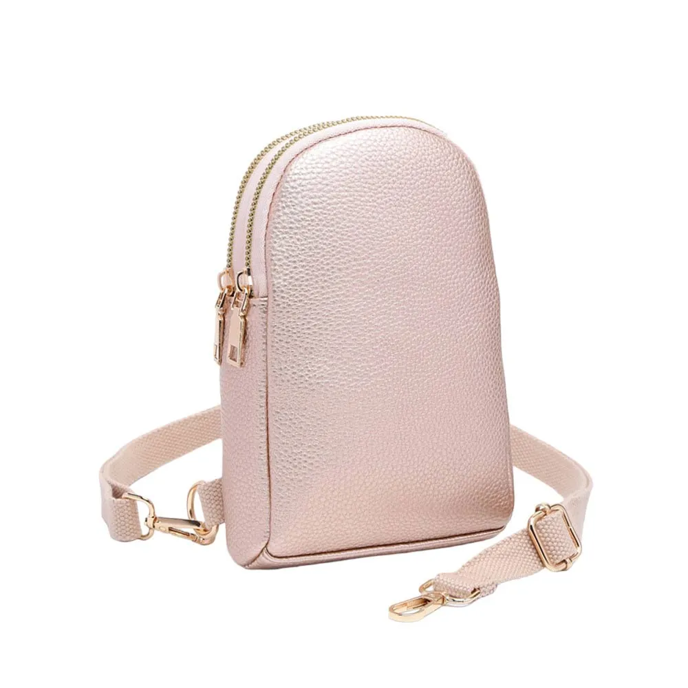 Solid Faux Leather Sling Bag