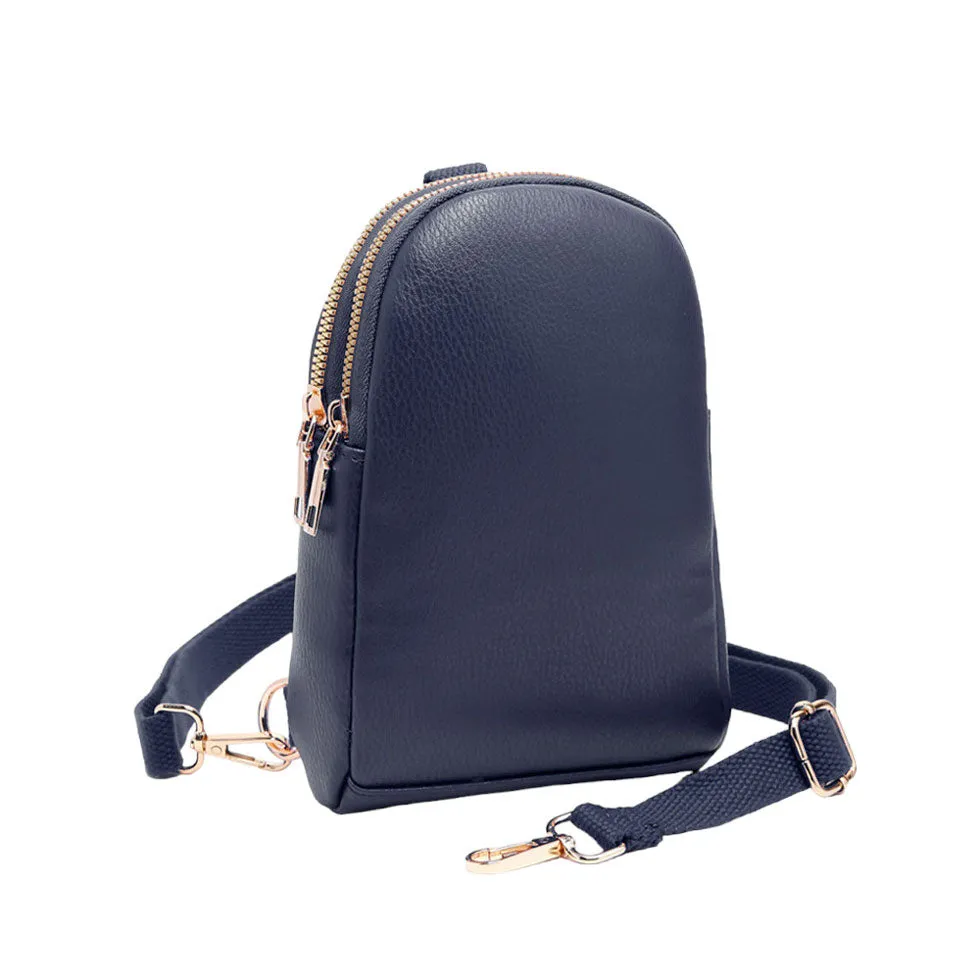 Solid Faux Leather Sling Bag