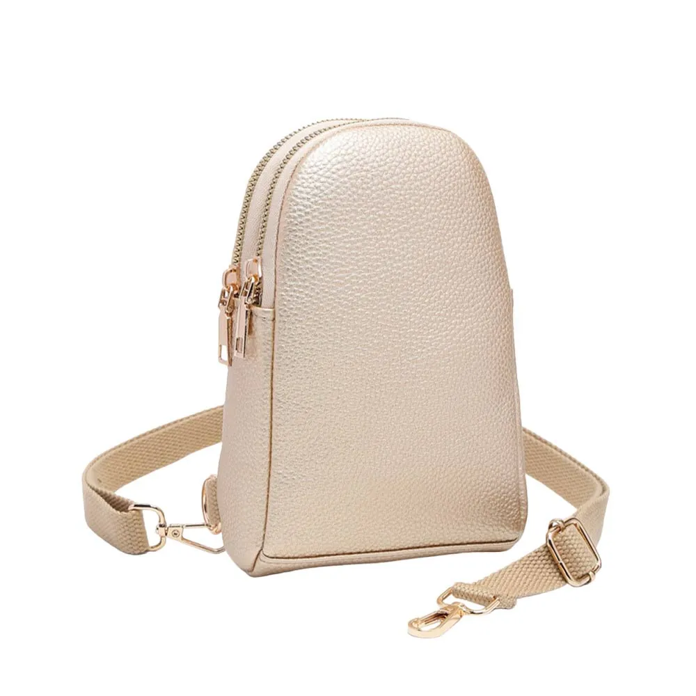 Solid Faux Leather Sling Bag