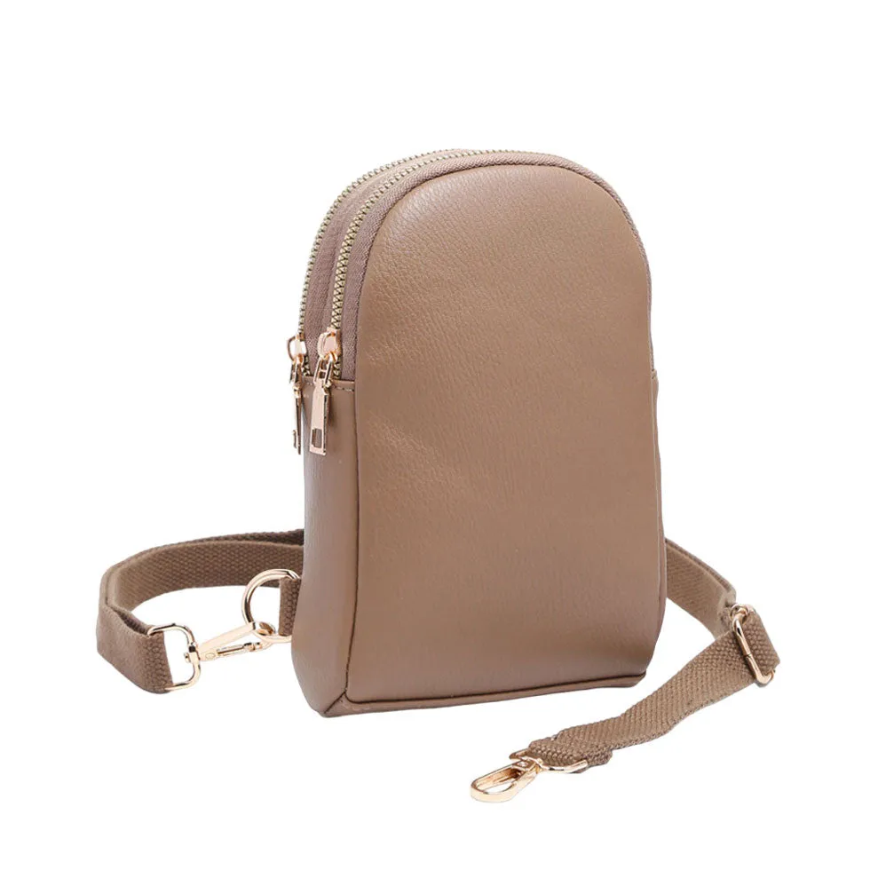 Solid Faux Leather Sling Bag