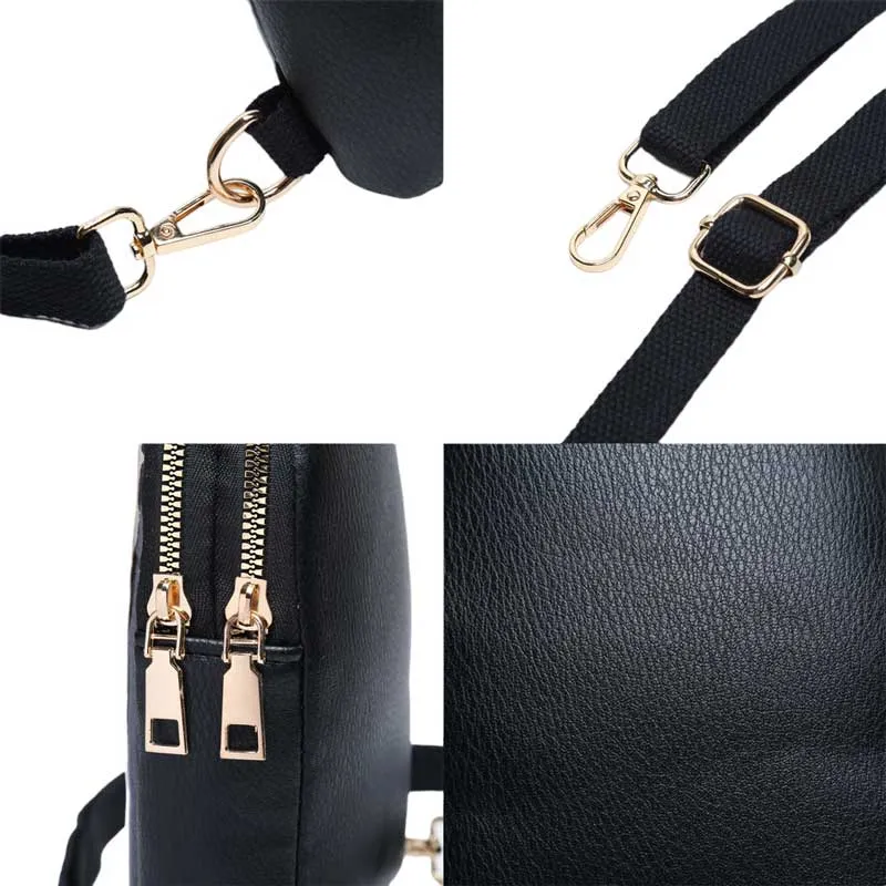 Solid Faux Leather Sling Bag