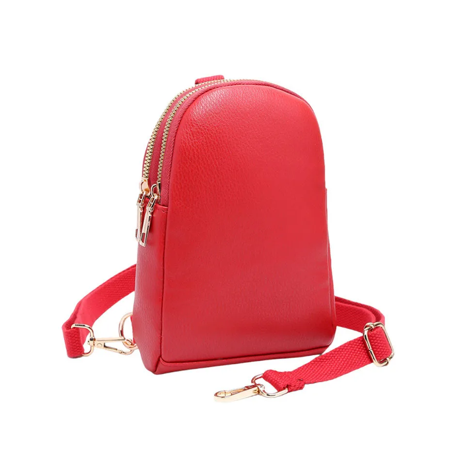 Solid Faux Leather Sling Bag