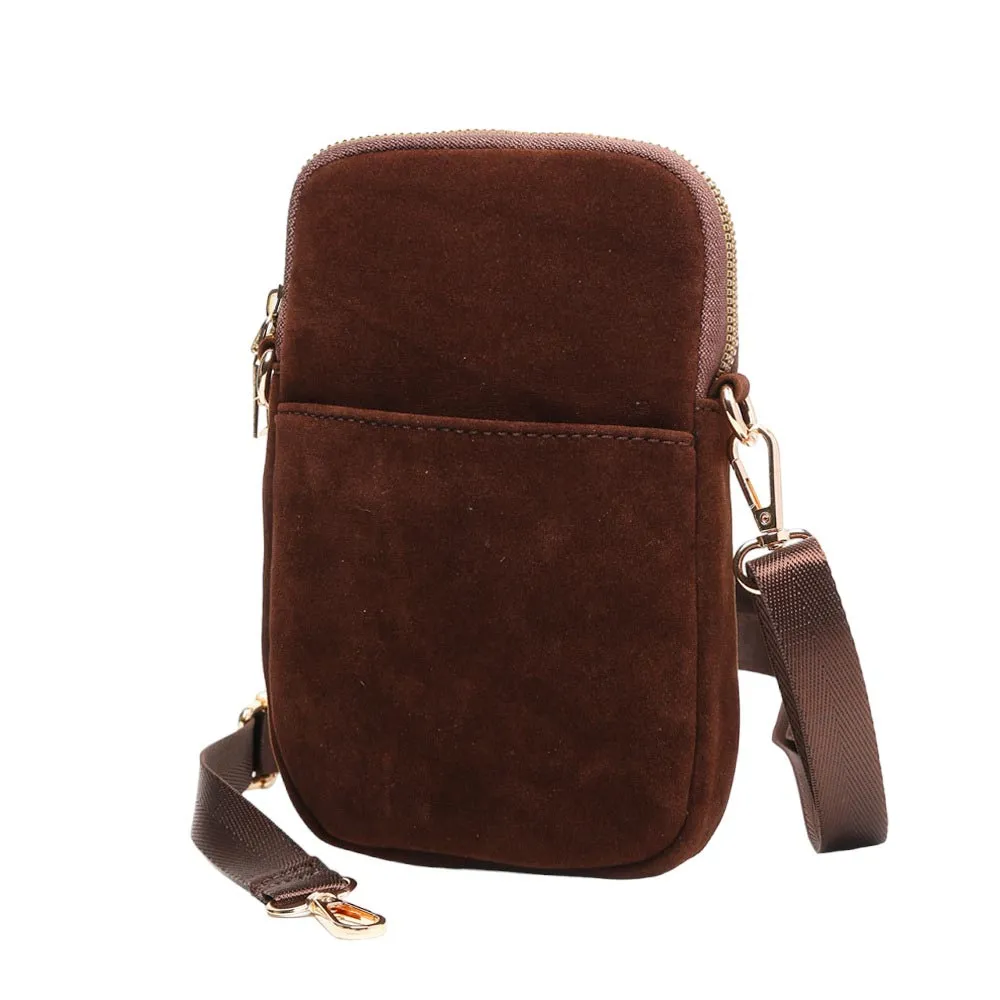 Solid Faux Suede Crossbody Bag